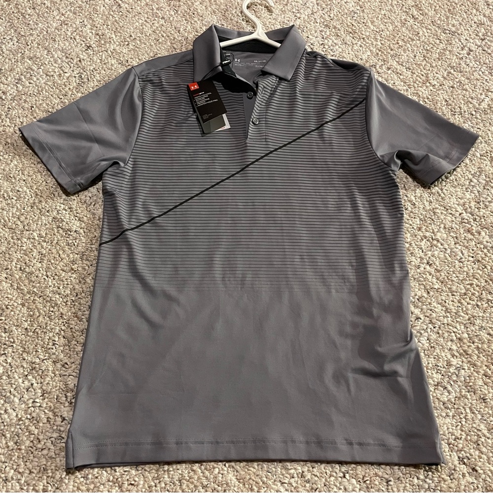 New Under Armour Playoff Striped Polo Golf Shirt Heat Gear Men’s Small NWT